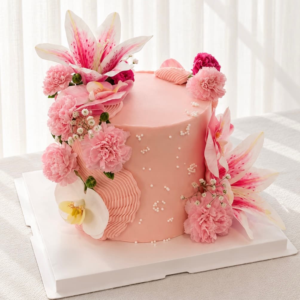 Pink floral cake 