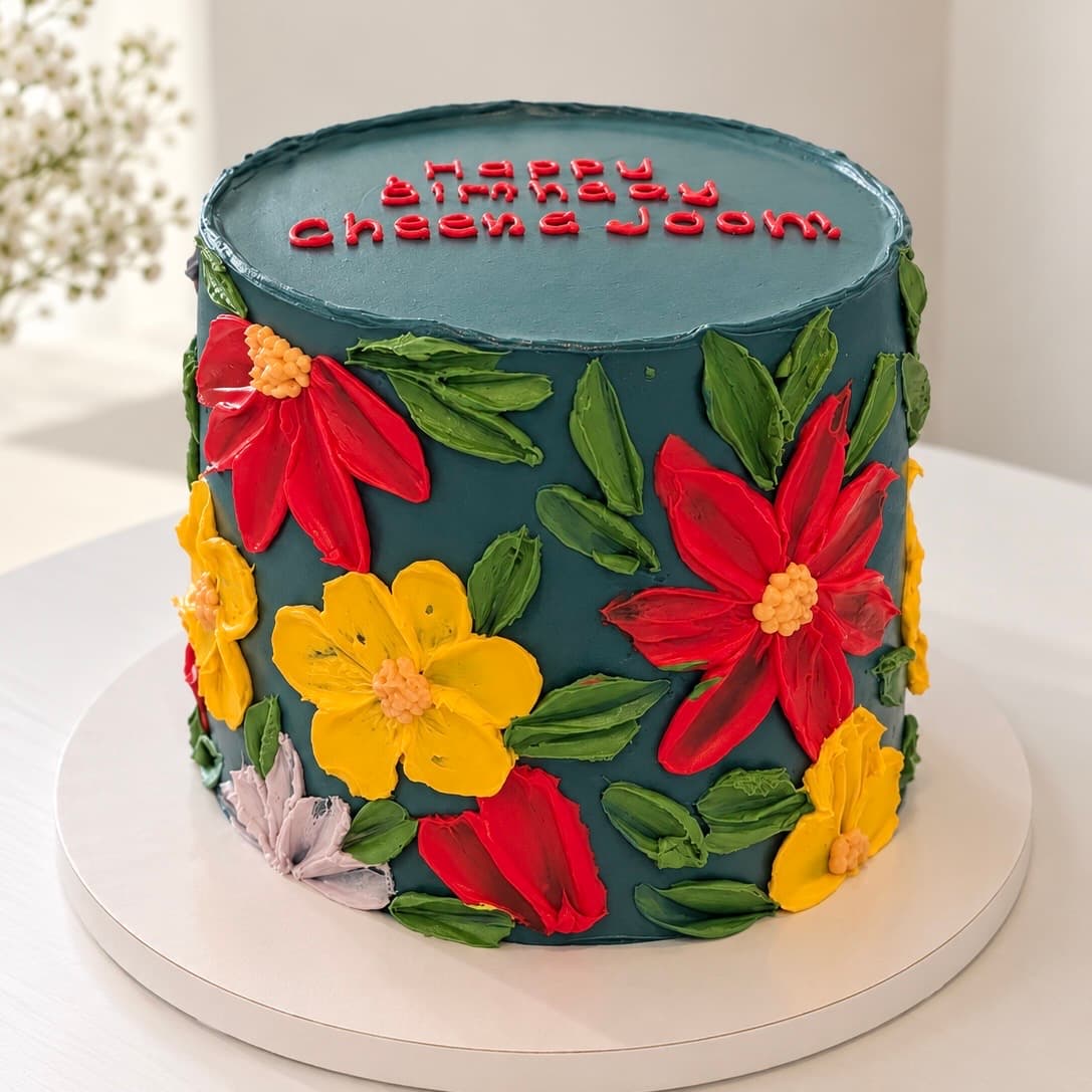 Painted Floral Cake